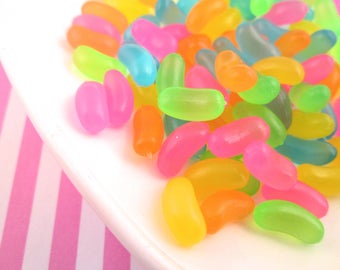 Smallest Size Miniature Jelly Bean cabochons, cute flexible silicone jellybean candy cabs, #080