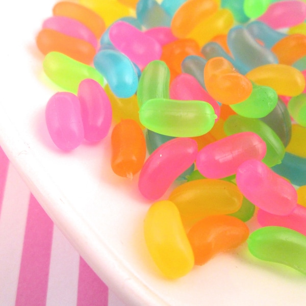 Smallest Size Miniature Jelly Bean cabochons, cute flexible silicone jellybean candy cabs, #080