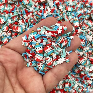 Patriotic Popsicle with Resin Pearls and Mix Polymer Clay Fake Sprinkles, Decoden Funfetti Jimmies V30
