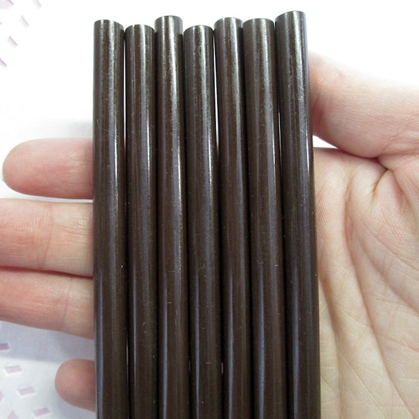 10 DARK CHOCOLATE brown glue sticks for drippy deco sauce, cell phone deco etc (mini size)