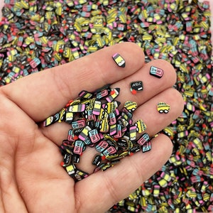Cute Back to School Sprinkle Mix, School Bus, Pencil, Black Board, Eraser Mix, Polymer Faux Sprinkle Slices, G221