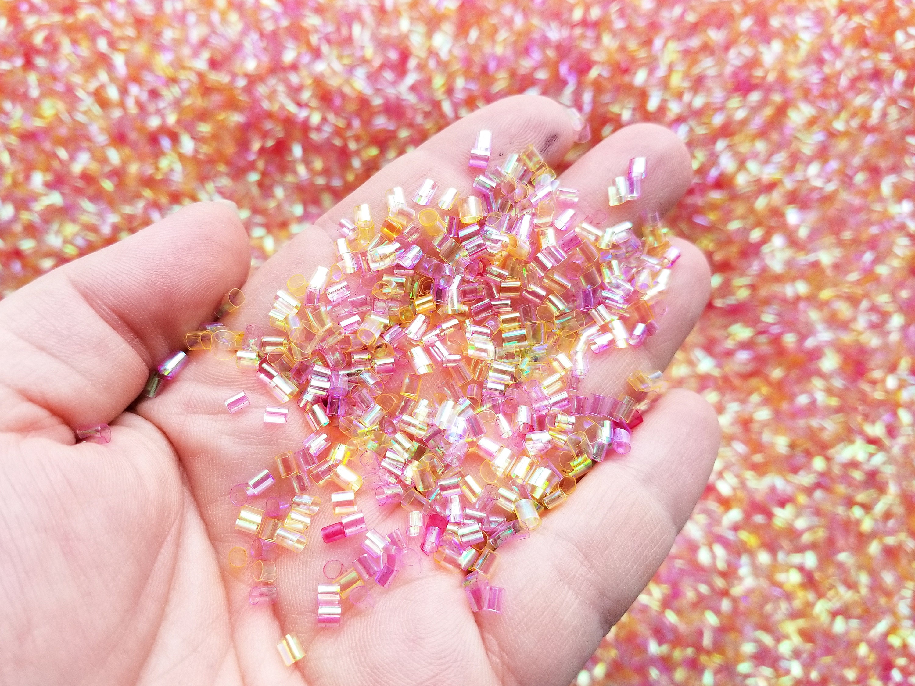 Kawaii Galaxy Iridescent Crispy Bingsu Beads for Crunchy Slime, Iridescent  Straw Beads, 3D Glitter, Slime Supply, 