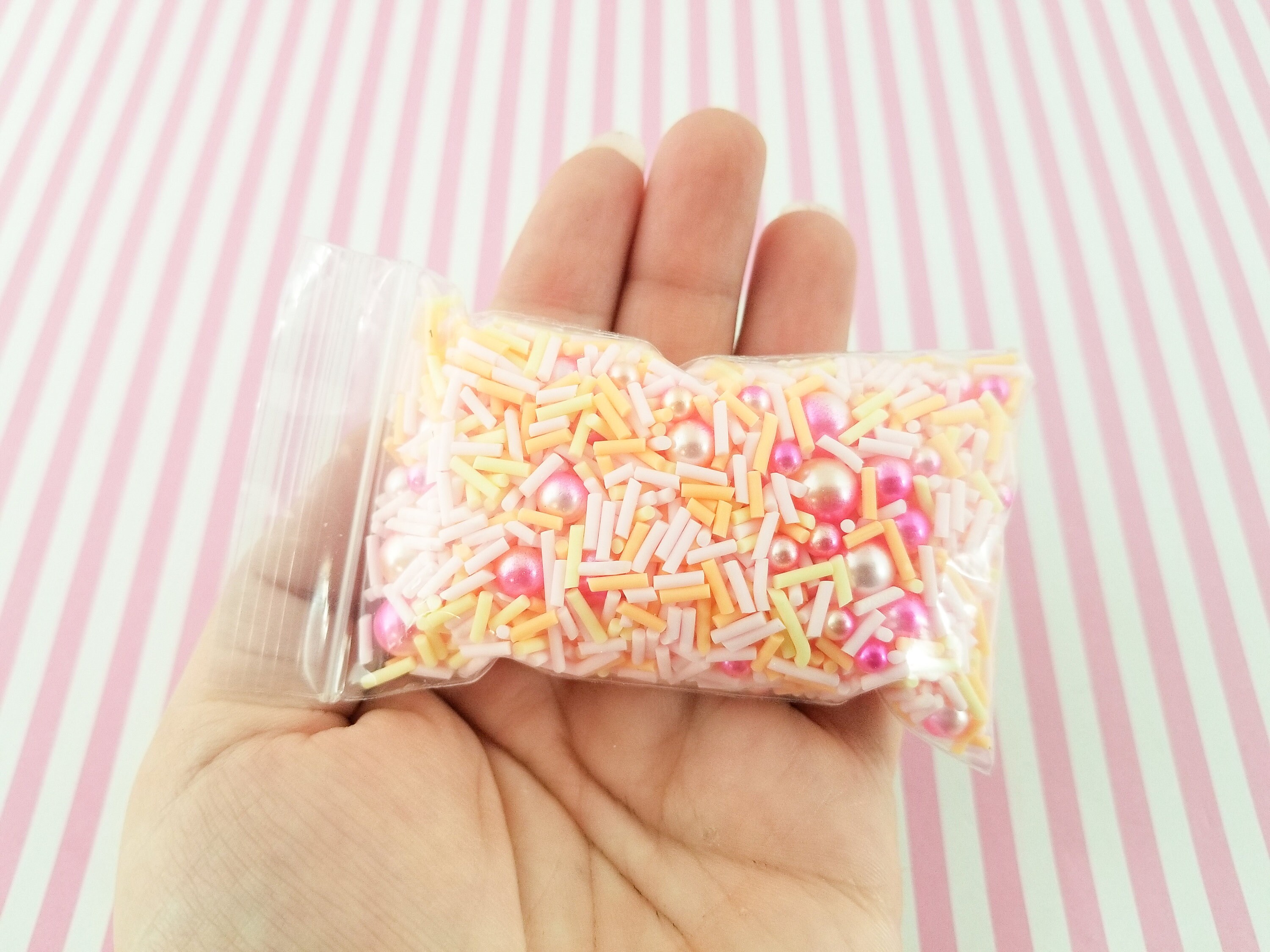 90's Child Bright Rainbow Polymer Clay Fake Sprinkles With White