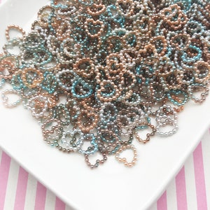 20 Beach Tone 11mm Brown + Blue Pearlized Resin Open Heart Cabochons, Acrylic Plastic Shaker Mold Resin Embellishment Cell Phone Deco 1247