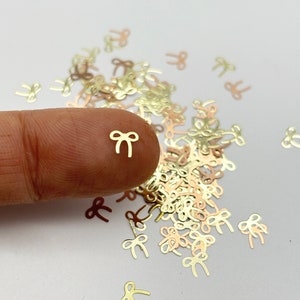 50 Tiny 5mm Gold Toned Metallic Bow Cabochons, Cute Kawaii Nail Cabs, Charm Resin Supplies L341