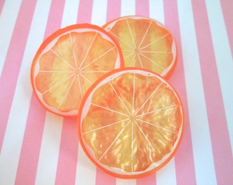 Cabochons réalistes de grosses tranches d'orange, tranches de fruits, agrumes