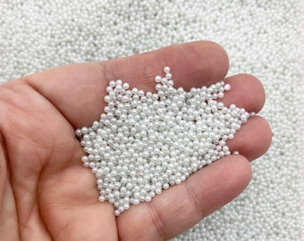 NON EDIBLE White Pearl Nonpareil Sprinkles, 2mm Faux Caviar Beads, G92