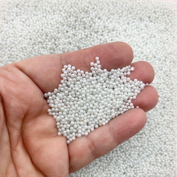 NON EDIBLE White Pearl Nonpareil Sprinkles, 2mm Faux Caviar Beads, G92