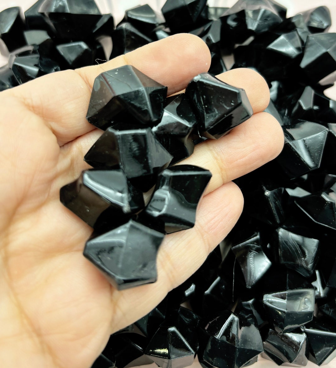 50g LARGE Black Coal Acrylic Gemstone Chunks, Resin Gem Stones, Faux