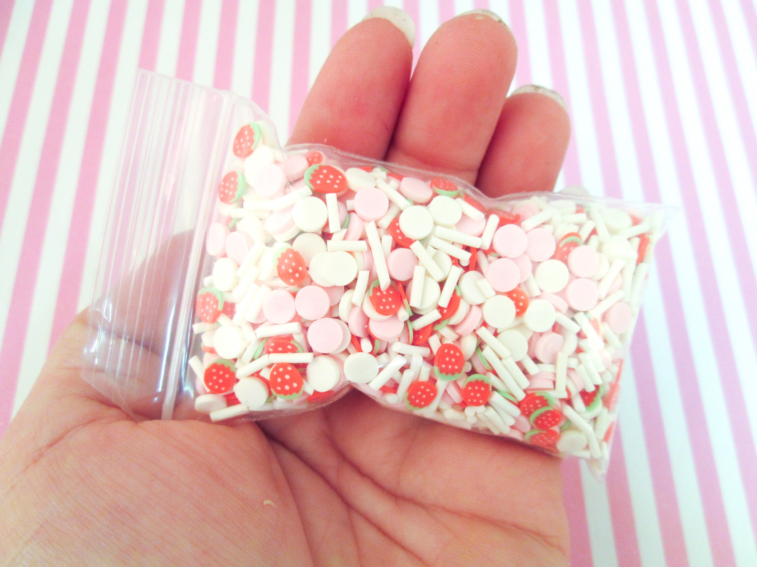 Whole Strawberry Slice Summer Fruit 10mm Fake Clay Sprinkles