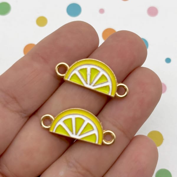 6 pingentes conectores em esmalte dourado com formato de limão, 25 mm, amarelos, modelo F335