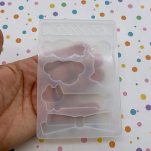 Gör-det-själv 6 håligheter Kawaii hårspänne, hårnål, hårspänneform för harts etc., Kawaii silikon DIY UV-form Q190A