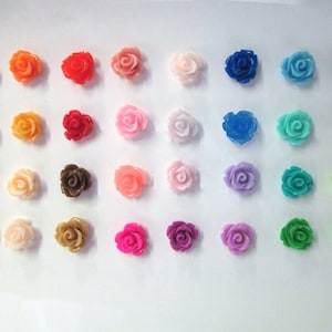 12 10mm rose flower cabochons, assorted color, pick your amount image 2