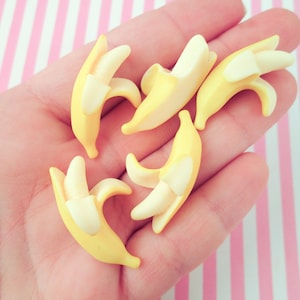 6 Banana Cabochon Peeled Banana, #806b