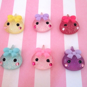 5 Multicolor 16mm Droplet Glitter Flatbacked Resin Cabochons, Cute Glittery Flat Backed Acrylic Plastic Cabs,  #889