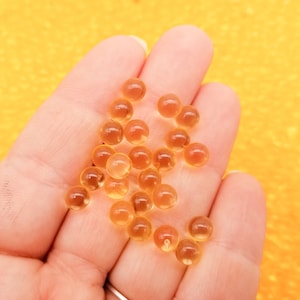 Flaxen Yellow 6mm Translucent No Hole Round Acrylic Plastic Gum Ball Pearls, Popping Boba Resin Gumball Faux Nonpareil Caviar Beads P165