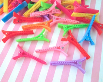 10 Multicolor Kunststoff Alligator Clips, Haarspangen, Haarklammern BIN