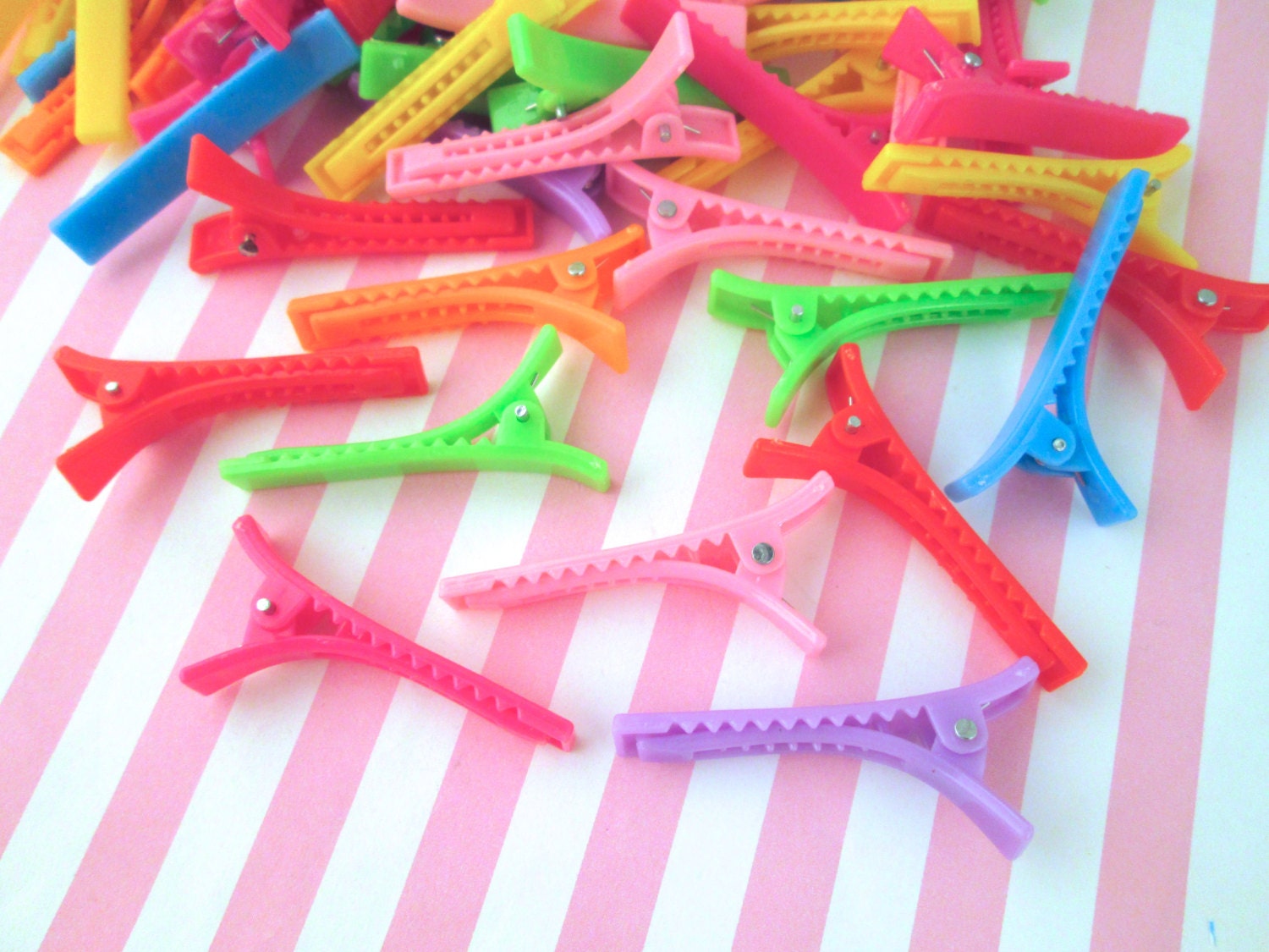 10 Multicolor Plastic Alligator Clips Hair Clips Barrettes Etsy Canada