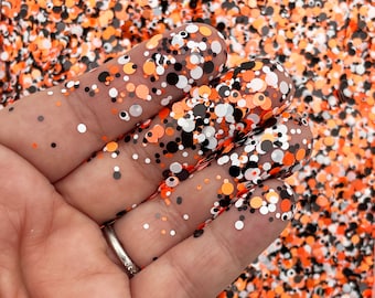 Purpurina redonda de puntos, resistente a solventes, en negro, naranja y blanco, para decoración de uñas, molde agitador Decoden y purpurina de resina U78