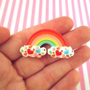 6 Rainbow Cloud Cabochons, Sweet Kawaii Cabs, #767a