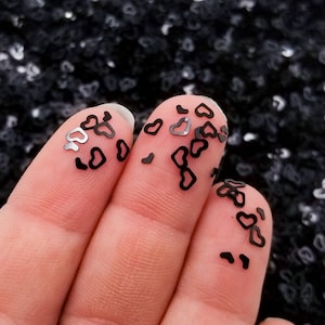 Black Hollow Heart Glitter, Black Heart Glitter, verfraaiing van hars en slijm, kies je hoeveelheid, U140