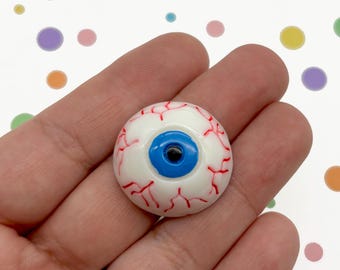 5 Eye Ball Cabochons, Cute Flat Backed Halloween Resin Cabs, Flatbacked Acrylic Plastic Glue on Decoration DH42