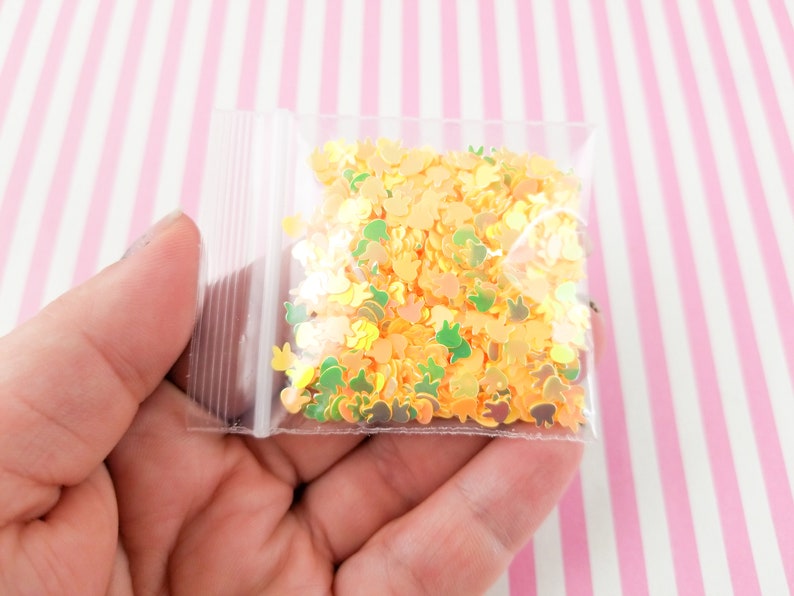 Yellow Iridescent Shift Bunny Shape Glitter Rabbit Glitter T54 kawaii shaker glitter Pick Your Amount