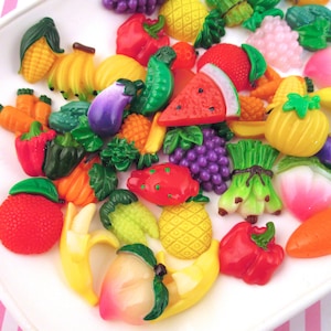 10 cabochons à dos plat en résine pour fruits et légumes, environ 12-20 mm, cabochons en plastique acrylique pour fruits et légumes à dos plat 753