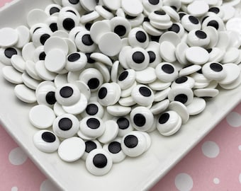 10 Fake Candy Eye Flat Backed Resin Cabochons, 12mm Cute Halloween Fake Bake Flatbacked Acrylic Plastic Doll Eyeball Cabs 307b