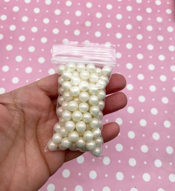 8mm White Plastic No Hole Pearls