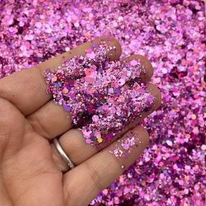 Orchid Pink Purple Pixie Dust Assorted Shape Solvent Resistant Glitter, Pick Your Amount, Shaker Mix, Kawaii Glitter F614