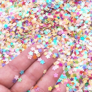 Glitter de flor de mudança outonal iridescente, Glitter de sakura multicolorido, Glitter para arte em unhas, Decoração, Glitter de flor, Escolha sua quantidade, T106