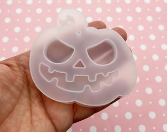 Halloween Pumpkin Jack-o'-lantern Pendant Charm Cabochon Clear Uv Mold, Silicone Resin Ornament Moulds, Q34B