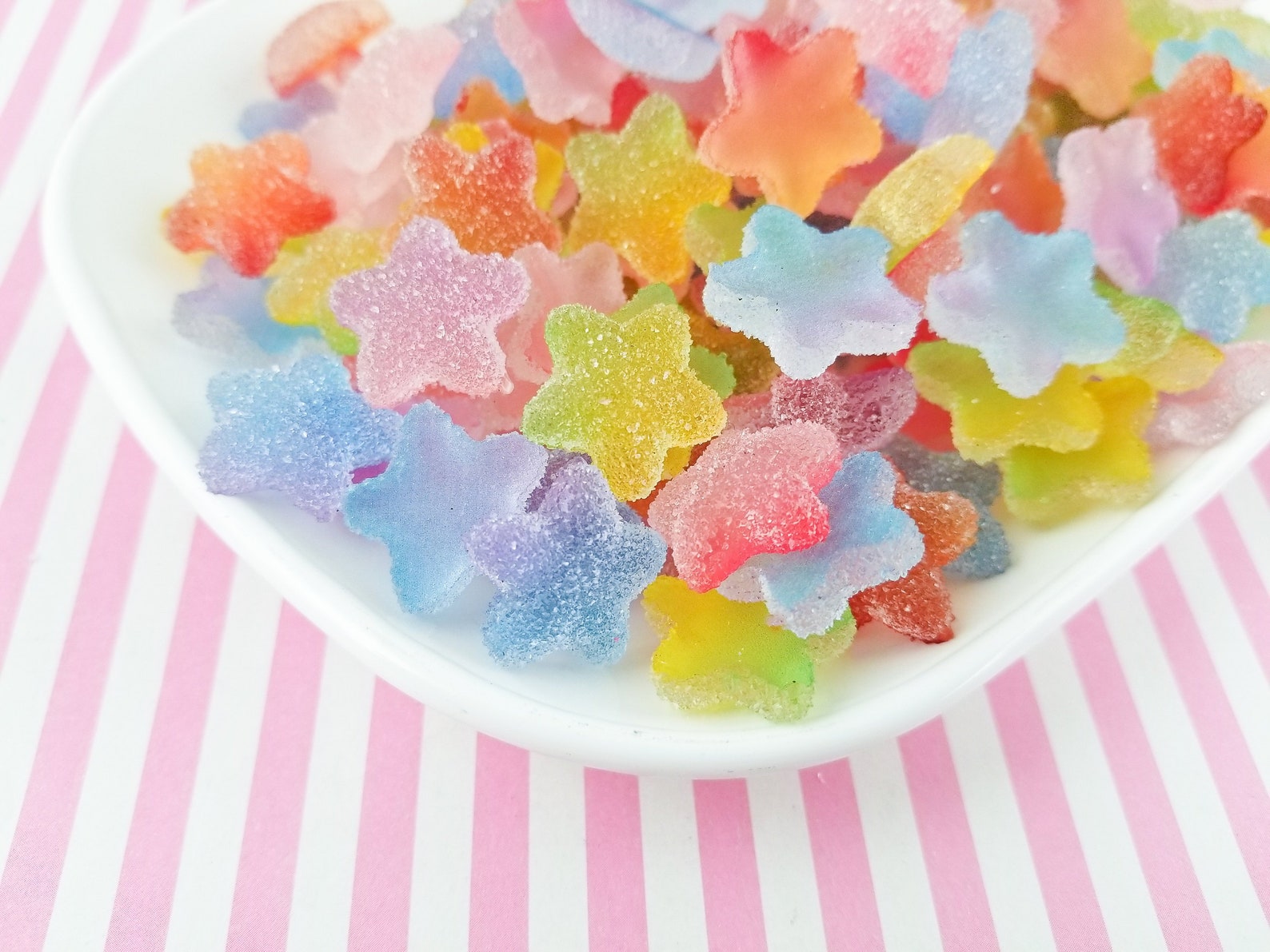 12 Assorted Soft Resin Sugared Solid and Ombre Star Cabs, Gummy Candy ...