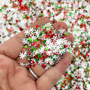 Gemischte Weihnachts Lametta Herz und Schneeflocke Glitter, Solvent Safe Nail Art Urlaub Verzierungen, wählen Sie Ihre Menge, F582