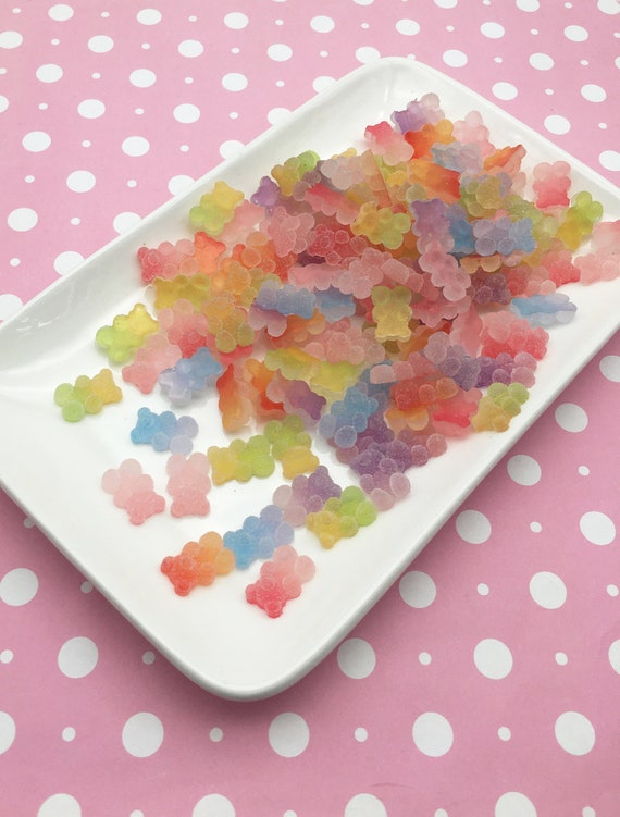 Mini Pastel Gummy Bear Resin Cabochons Mix  Bears nails, Gummy bears,  Valentine's day nails