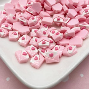 10 Pastellrosa 12 mm Cabochons mit flacher Rückseite aus Acryl, Kunstharz, Liebesbrief-Cabs 629