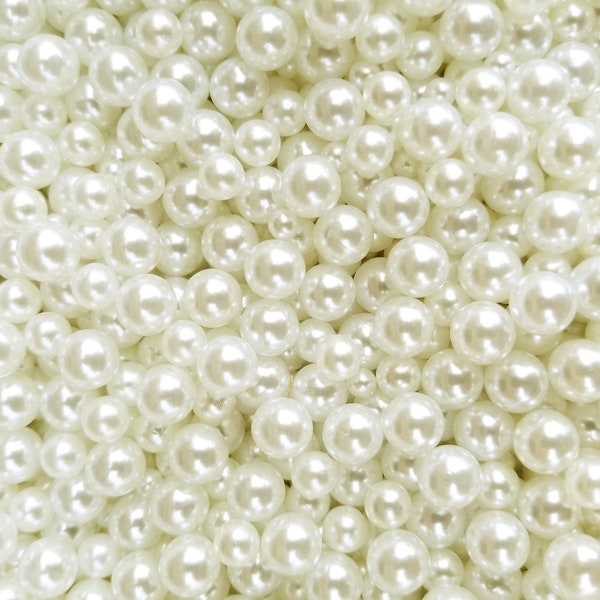 IVORY PEARLS, Mermaid Caviar No Hole Pearls, , 30 grams, Multisize Faux Nonpareil Acrylic dragees, Opaque Caviar No Hole Beads, K11