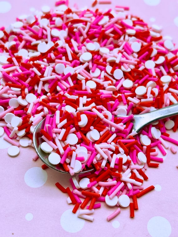 BE MY VALENTINE Mix Polymer Clay Fake Sprinkles, Fake Bake Inedible Fimo Table Scatter Confetti, Tumbler Shaker Slime Supply E232