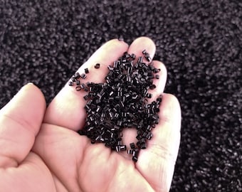 Black Metallic Crispy Bingsu Beads for Crunchy Slime, Iridescent Straw Beads, 3D Glitter, Slime Supply,