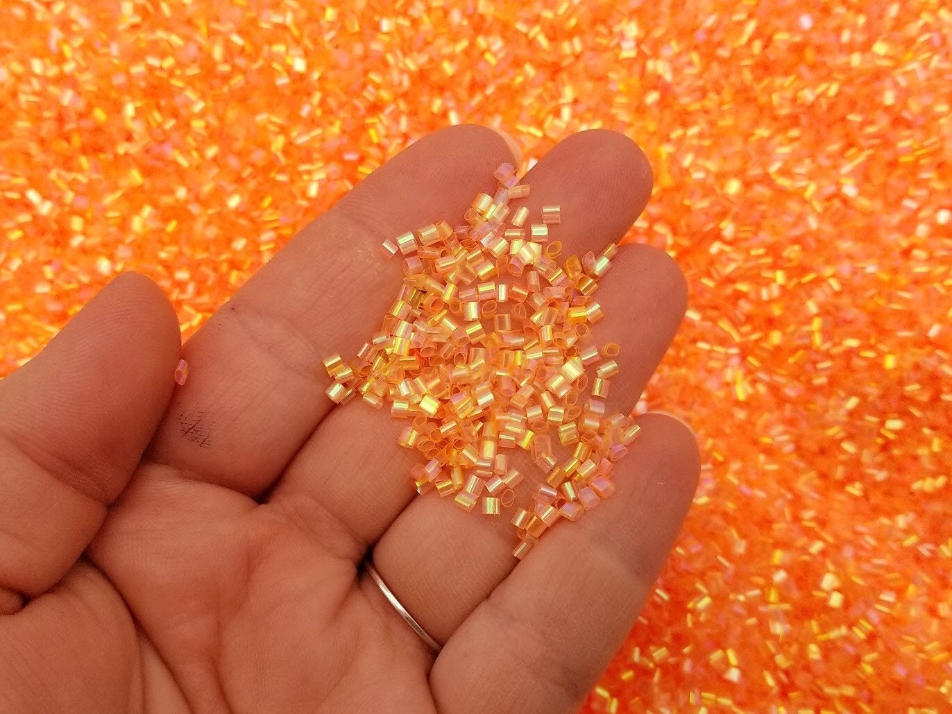 Peach bingsu Beads Iridescent Crispy Bingsu Straw Beads for Crunchy Slime,  3D Glitter, Slime Supply