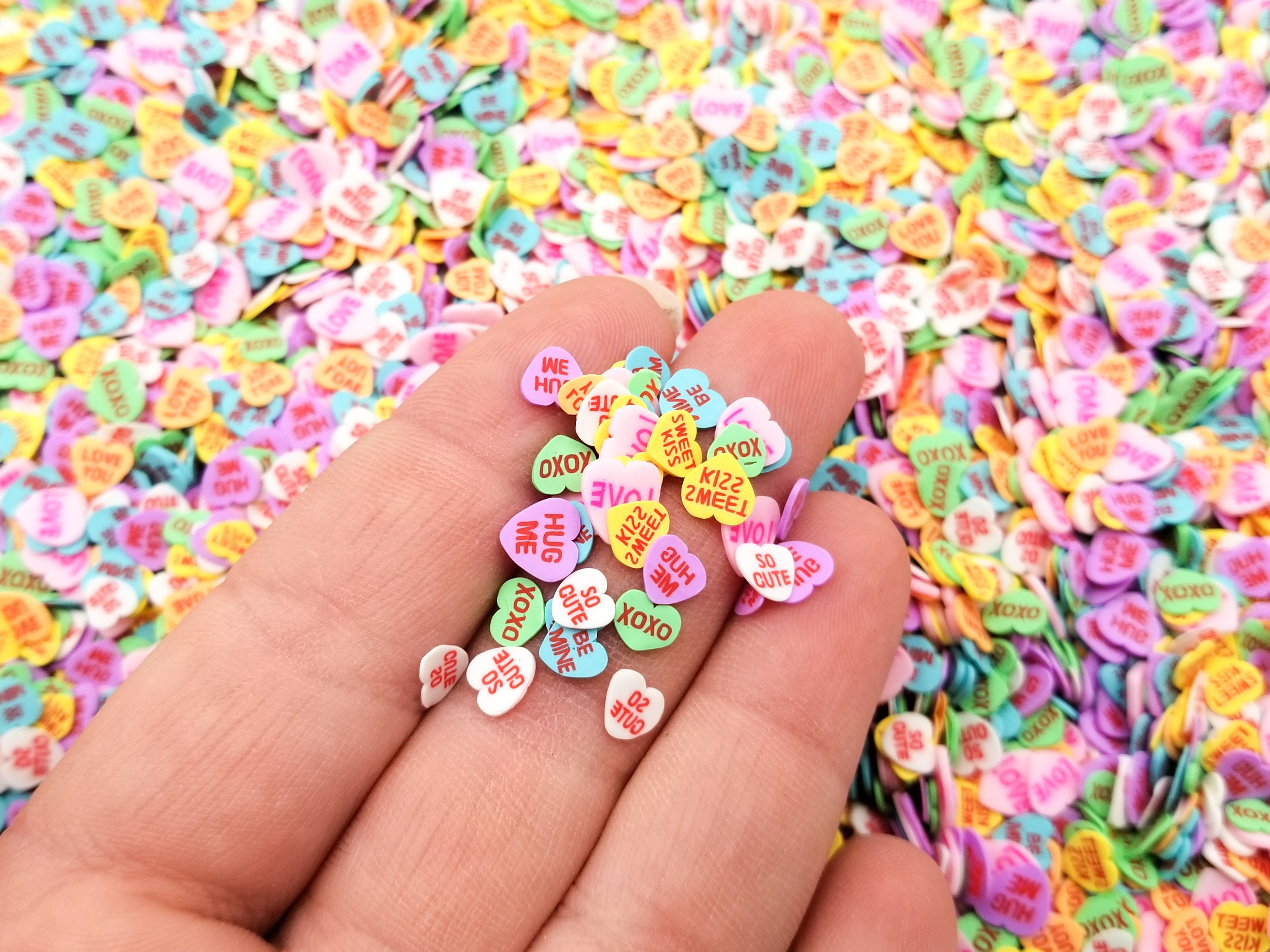 Valentine's Day Nail Art, Heart Fimo Cane Slices, Polymer Clay Cane, MiniatureSweet, Kawaii Resin Crafts, Decoden Cabochons Supplies