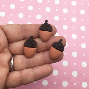 10 個のどんぐりナッツ フラットバック アクリル プラスチック カボション、樹脂製秋キャブ、フラットバック装飾、#862