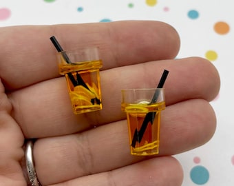 4 Cabochon in miniatura per tazze da tè freddo in plastica acrilica, tazze in resina per bubble tea da 20 mm 960b
