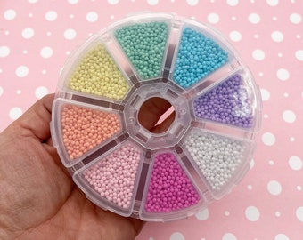 1 Wheel 2mm Pastel NON EDIBLE Glass Nonpareils,  Rainbow Sprinkle Themed Polymer Sprinkle Mix-in Sets with 8 compartments