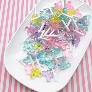 3 Small Pastel Star Fake Candy Sucker Lollipop Cabochons, Kawaii Decoden  Lollipop Cab, #1043