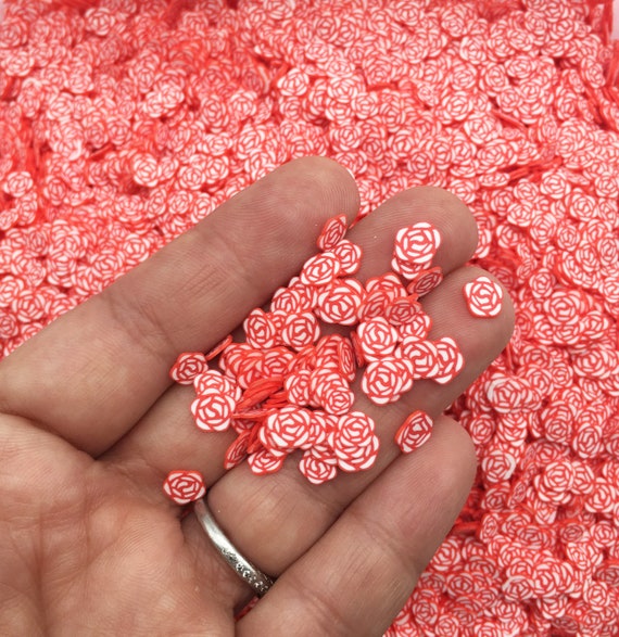 Red Pink Flower Fimo Fake Clay Sprinkles Flowers Valentine's Day