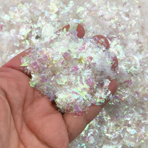 10 oder 50 Gramm AB durchsichtige Cellophan lösungsmittelbeständige irisierende grobe Glitter Sprinkle Toppings, Slime Lieferungen, Shard Konfetti CEL 21