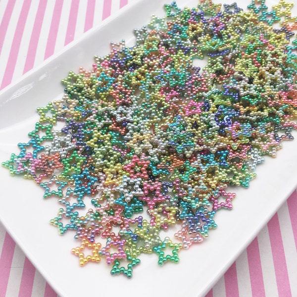 20 Dragons Egg Multicolor Pearlized Open Star Cabochons, Shaker Mold Resin Embellishment, Cell Phone Deco, 1258