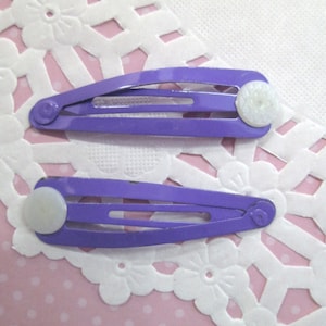 10 Lavender Purple Snap Hair Clip Barrettes With a Glue On Pad  C255